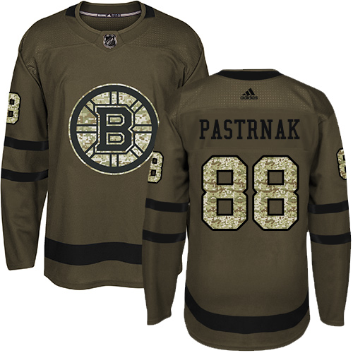 Adidas Bruins #88 David Pastrnak Green Salute to Service Youth Stitched NHL Jersey - Click Image to Close